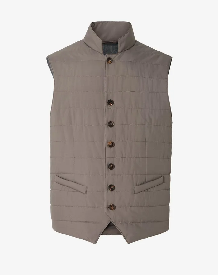 Corneliani Outerwear And Coats Taupe Tecno Poplin Waistcoat 8211 Men