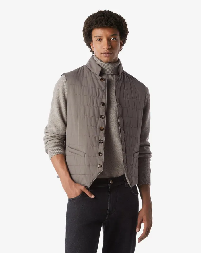Corneliani Outerwear And Coats Taupe Tecno Poplin Waistcoat 8211 Men