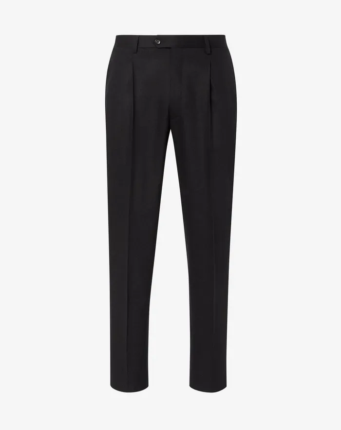 Corneliani Pants Black 1pleated Wool And Cashmere Trousers 8211 Men