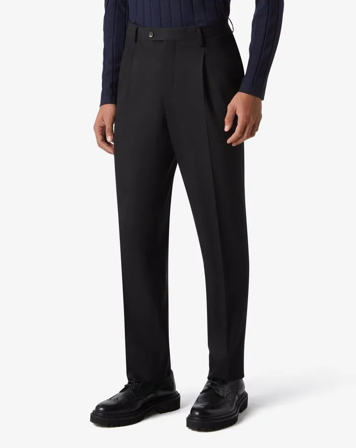 Corneliani Pants Black 1pleated Wool And Cashmere Trousers 8211 Men