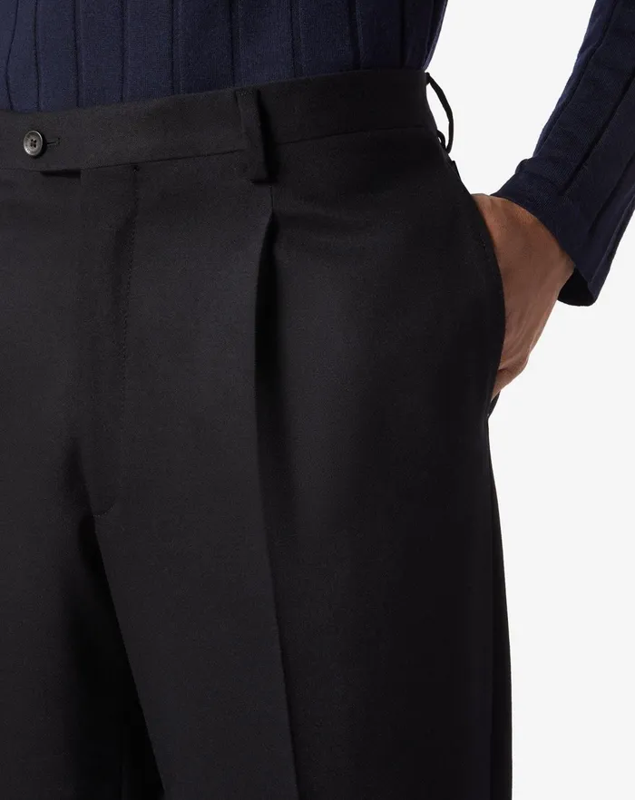 Corneliani Pants Black 1pleated Wool And Cashmere Trousers 8211 Men