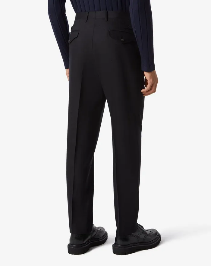 Corneliani Pants Black 1pleated Wool And Cashmere Trousers 8211 Men