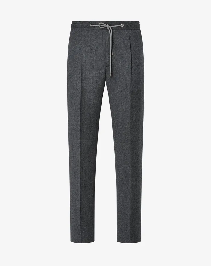 Corneliani Pants Dark Grey Wool Flannel 1 Pleated Trousers 8211 Men