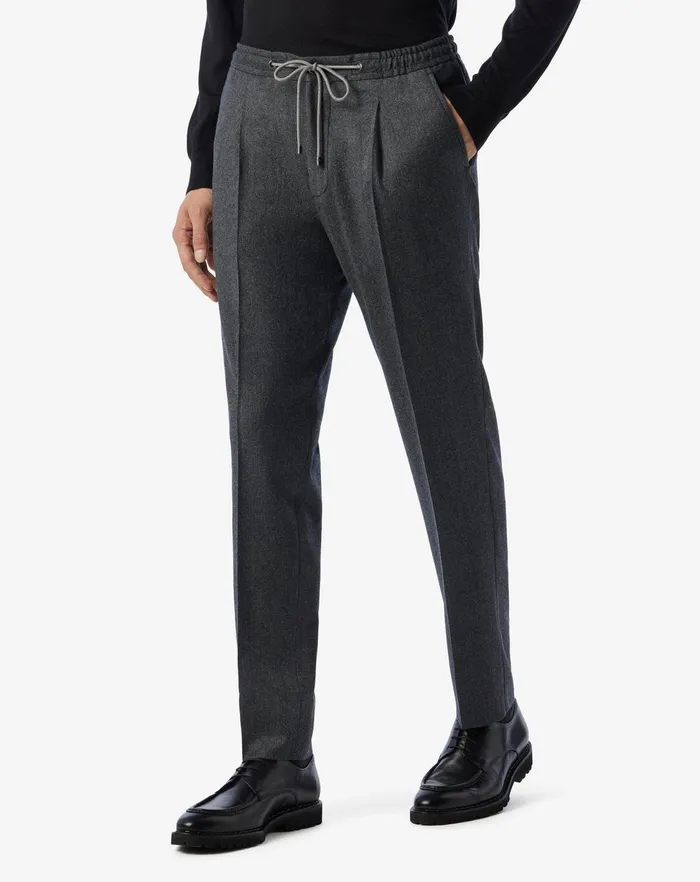 Corneliani Pants Dark Grey Wool Flannel 1 Pleated Trousers 8211 Men