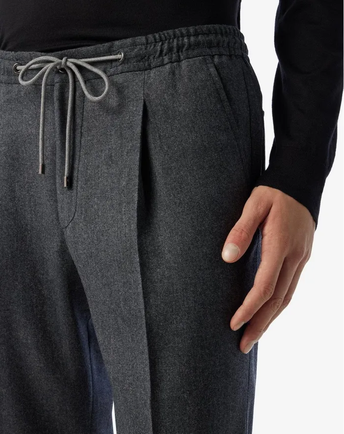 Corneliani Pants Dark Grey Wool Flannel 1 Pleated Trousers 8211 Men