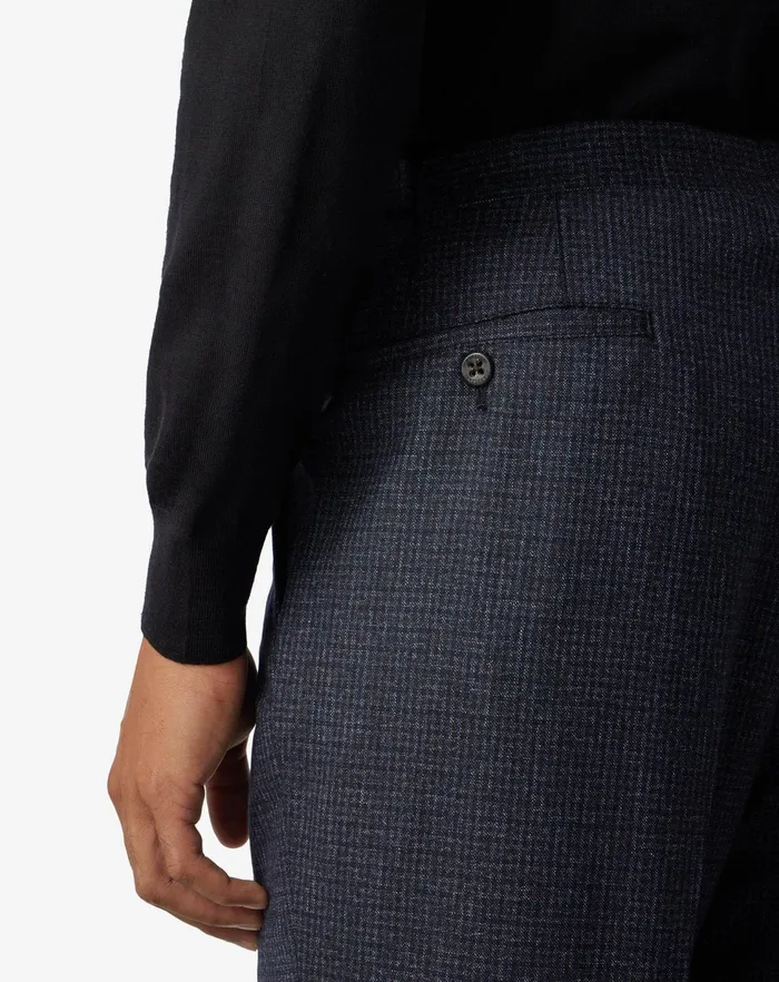 Corneliani Pants Navy Blue 2 Pleated Wool And Cotton Trousers 8211 Men