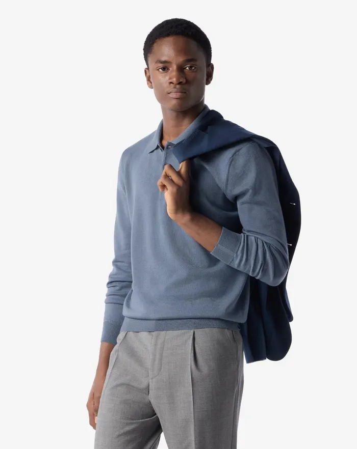 Corneliani Polos and TShirts Buttonup Polo Shirt In Extra Fine Merino Wool 8211 Men
