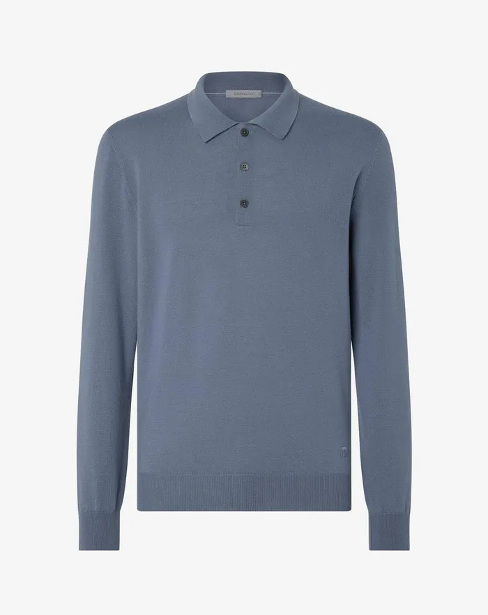 Corneliani Polos and TShirts Buttonup Polo Shirt In Extra Fine Merino Wool 8211 Men