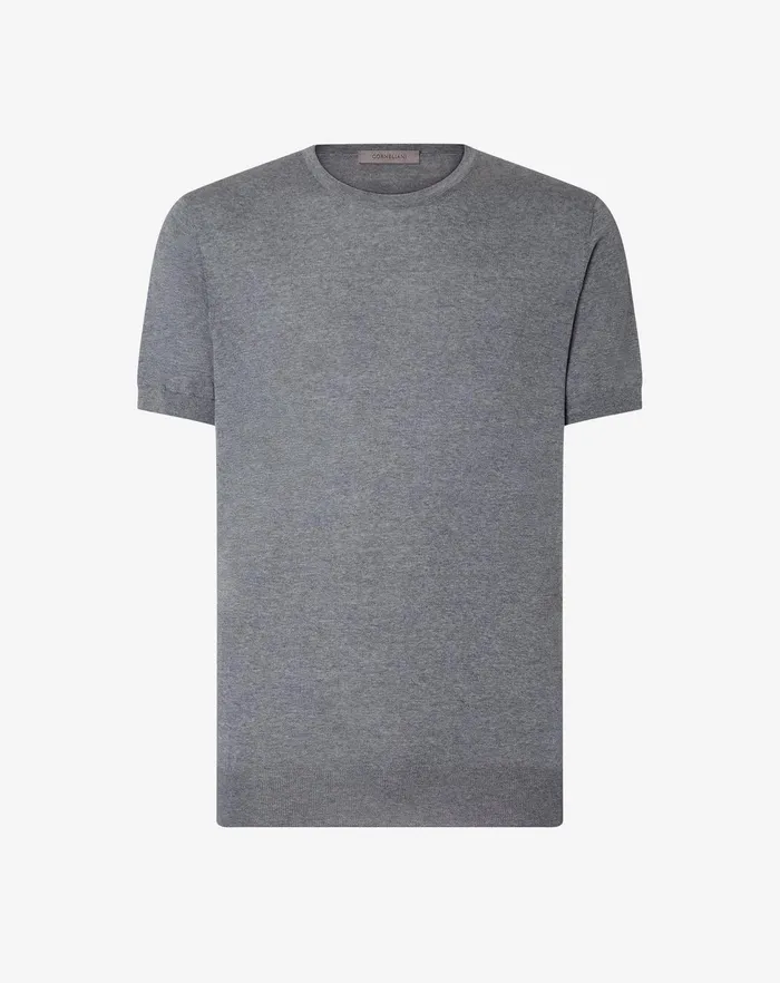 Corneliani Polos and TShirts Light Melange Grey Ultra Fine Wool Crewneck Jumper For Men 8211 Men Corneliani Polos and TShirts Light Melange Grey Ultra Fine Wool Crewneck Jumper For Men 8211 Men