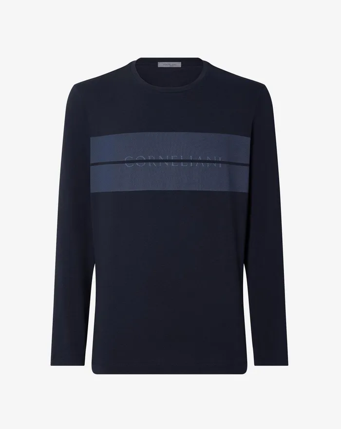 Corneliani Polos and TShirts Navy Blue Stretch Jersey Crew Neck Tshirt For Men 8211 Men Corneliani Polos and TShirts Navy Blue Stretch Jersey Crew Neck Tshirt For Men 8211 Men