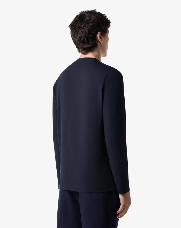 Corneliani Polos and TShirts Navy Blue Stretch Jersey Crew Neck Tshirt For Men 8211 Men