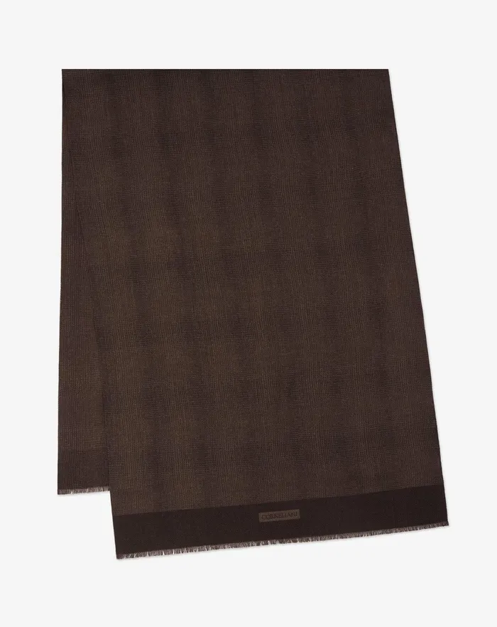 Corneliani Scarves And Hats Tobaccobrown Printed Wool Scarf For Men 8211 Men