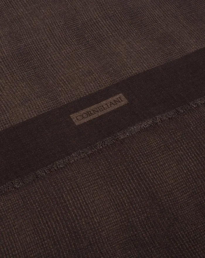 Corneliani Scarves And Hats Tobaccobrown Printed Wool Scarf For Men 8211 Men