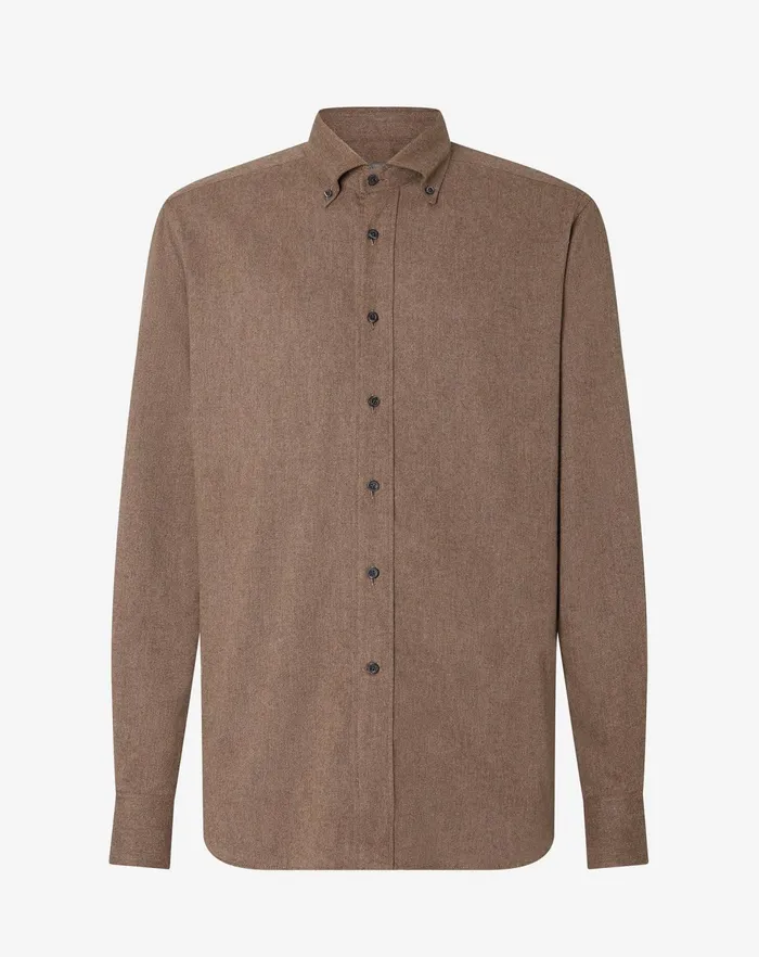 Corneliani Shirts Beige Cotton Flannel Shirt For Men 8211 Men
