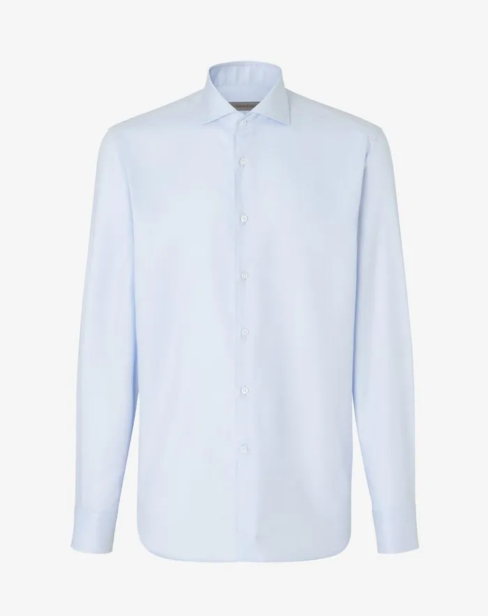 Corneliani Shirts Light Blue Cotton Twill Shirt 8211 Men