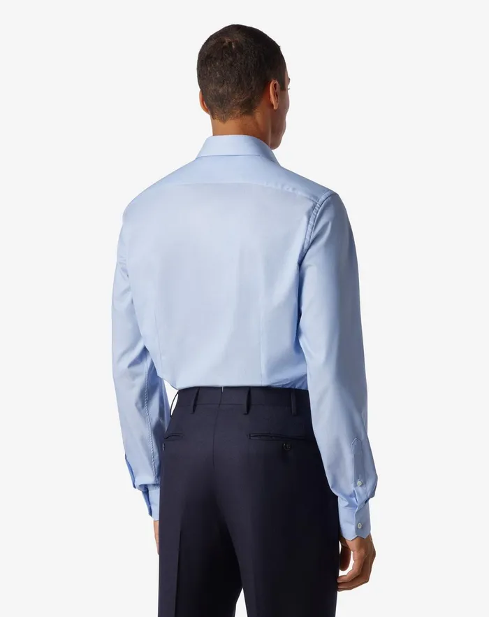 Corneliani Shirts Light Blue Oxford Cotton Shirt With Micro Pattern 8211 Men