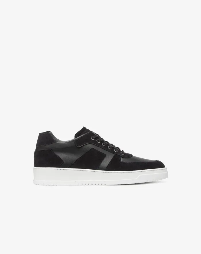 Corneliani Shoes Black Twotexture Nappa And Suede Trainers For Men 8211 Men