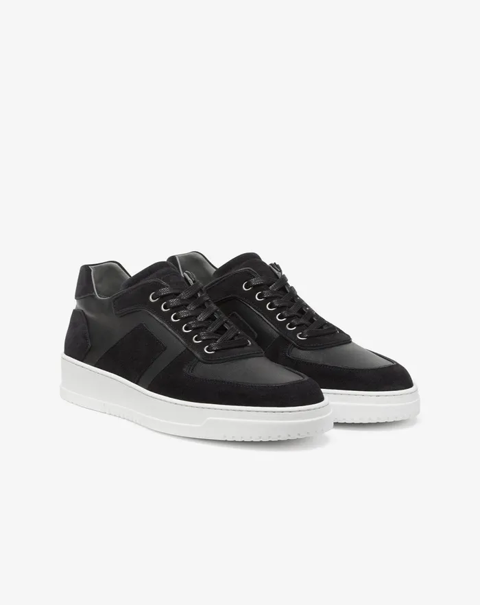 Corneliani Shoes Black Twotexture Nappa And Suede Trainers For Men 8211 Men