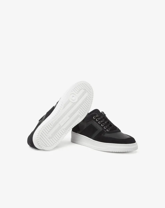 Corneliani Shoes Black Twotexture Nappa And Suede Trainers For Men 8211 Men
