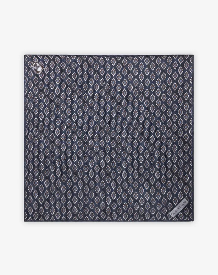 Corneliani Ties And Pochette Dark Brown And Blue Silk Pocket Square 8211 Men
