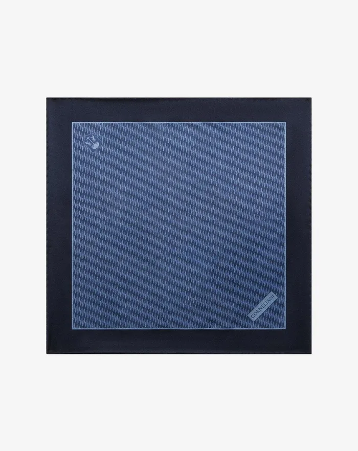 Corneliani Ties And Pochette Navy Blue Pure Silk Satin Pocket Square For Men 8211 Men
