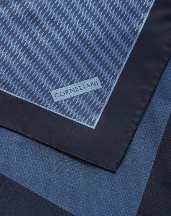 Corneliani Ties And Pochette Navy Blue Pure Silk Satin Pocket Square For Men 8211 Men