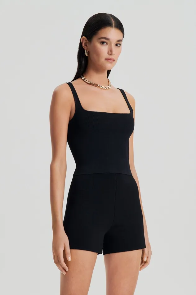 CREPE KNIT SQUARE CAMISOLE BLACK Women Tops Scanlan Theodore