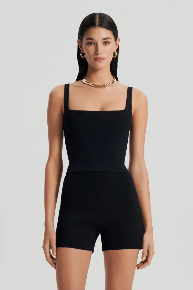 CREPE KNIT SQUARE CAMISOLE BLACK Women Tops Scanlan Theodore