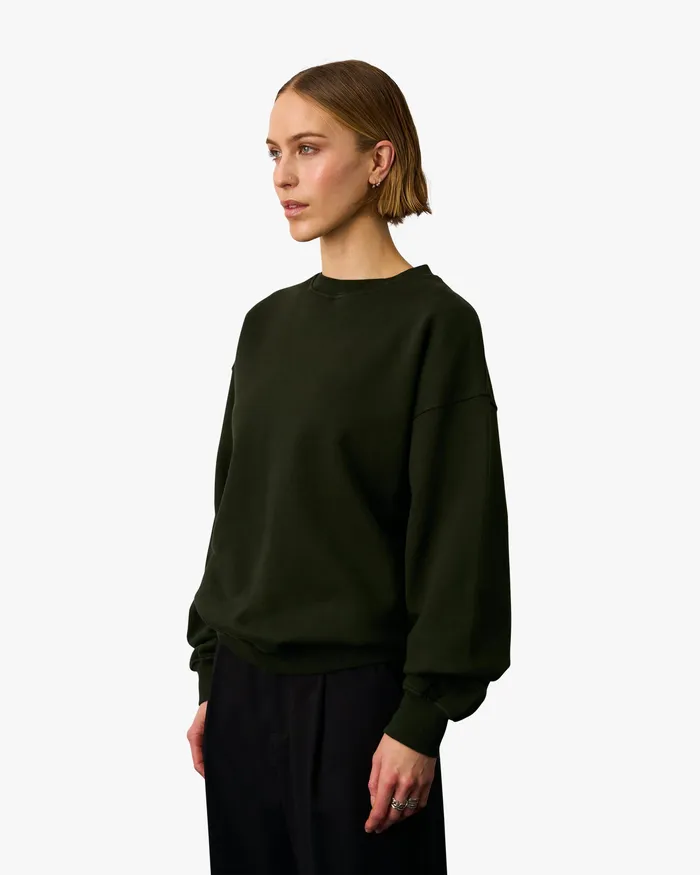 Crewneck Sweatshirts Organic Oversized Crew 8211 Hunter Green 8211 Colorfulstandard Women