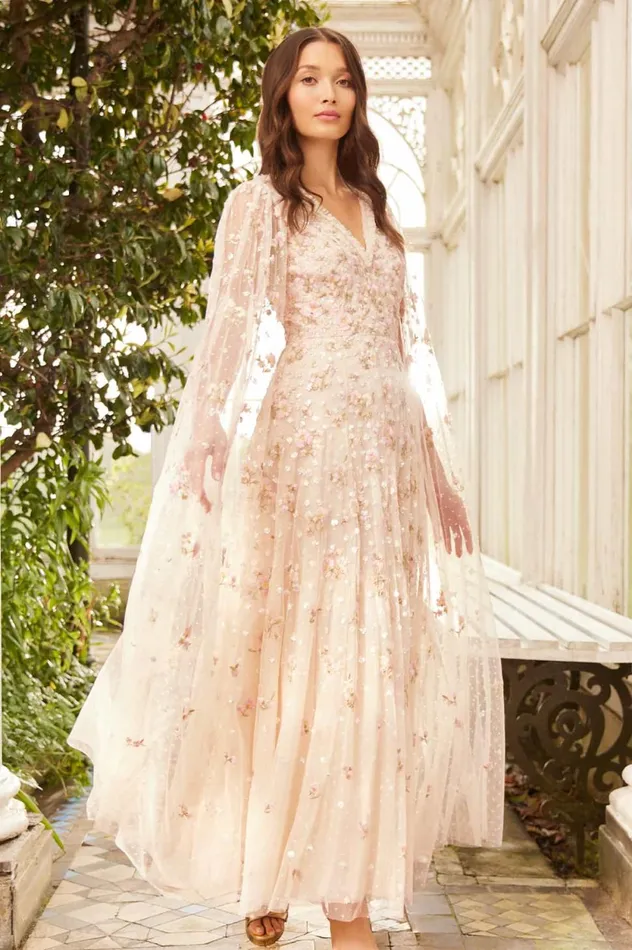 Dahlia Ditsy Ankle Gown Champagne Women Needle and Thread Dresses