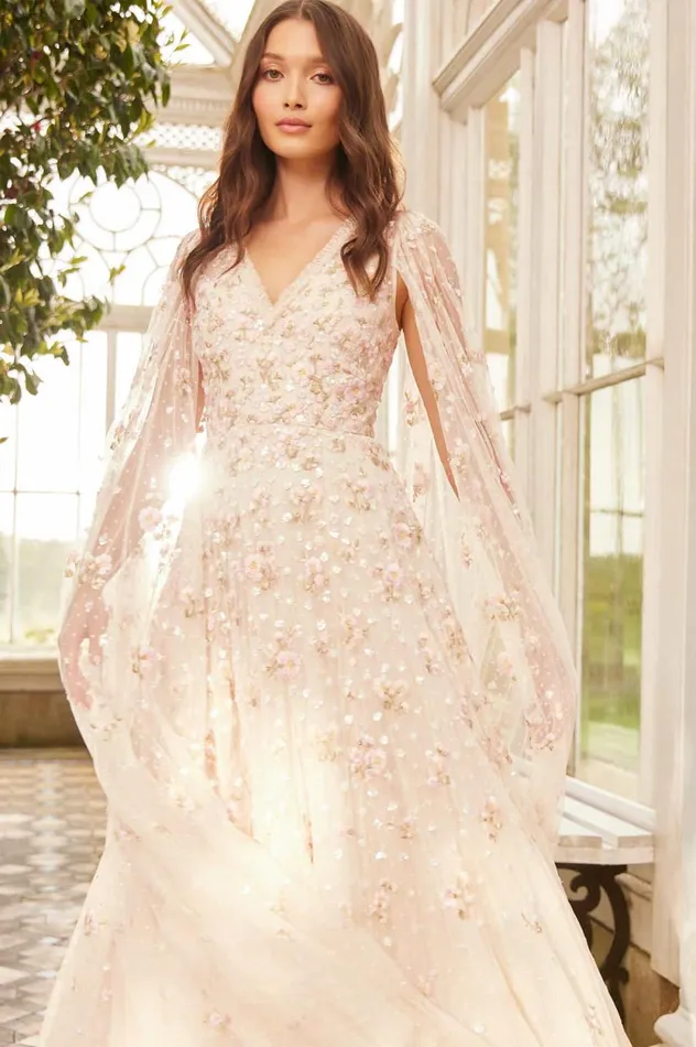 Dahlia Ditsy Ankle Gown Champagne Women Needle and Thread Dresses