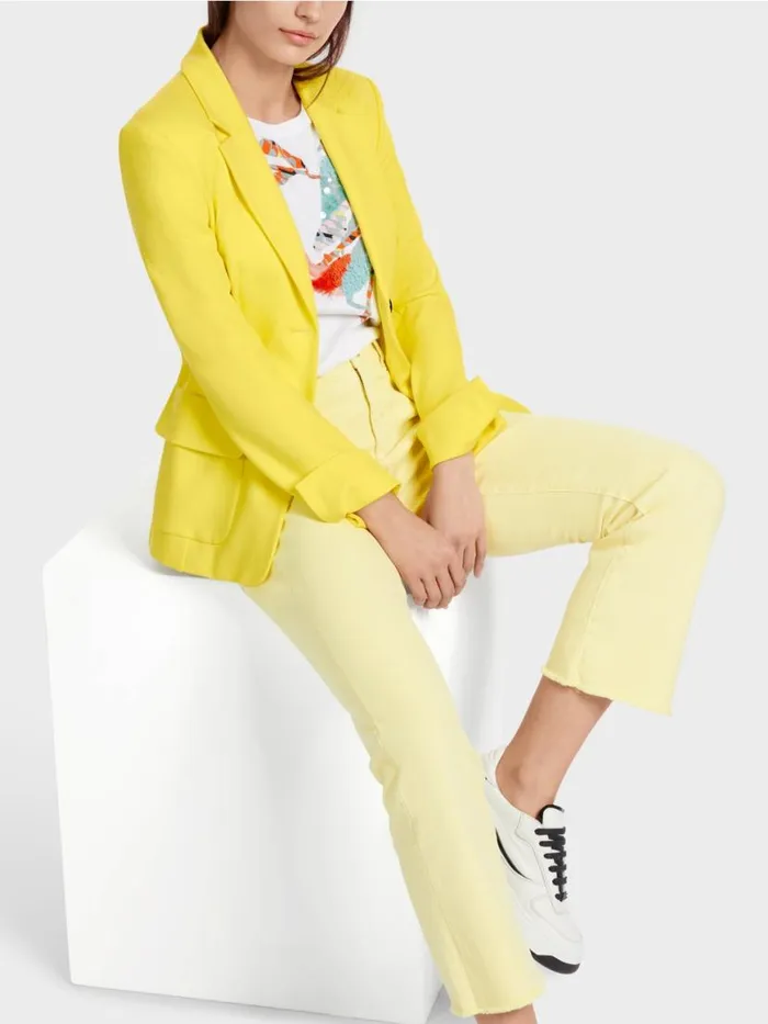 Damen Marc Cain Blazer Blazer Mit Wiener Nhten Soft Lemon