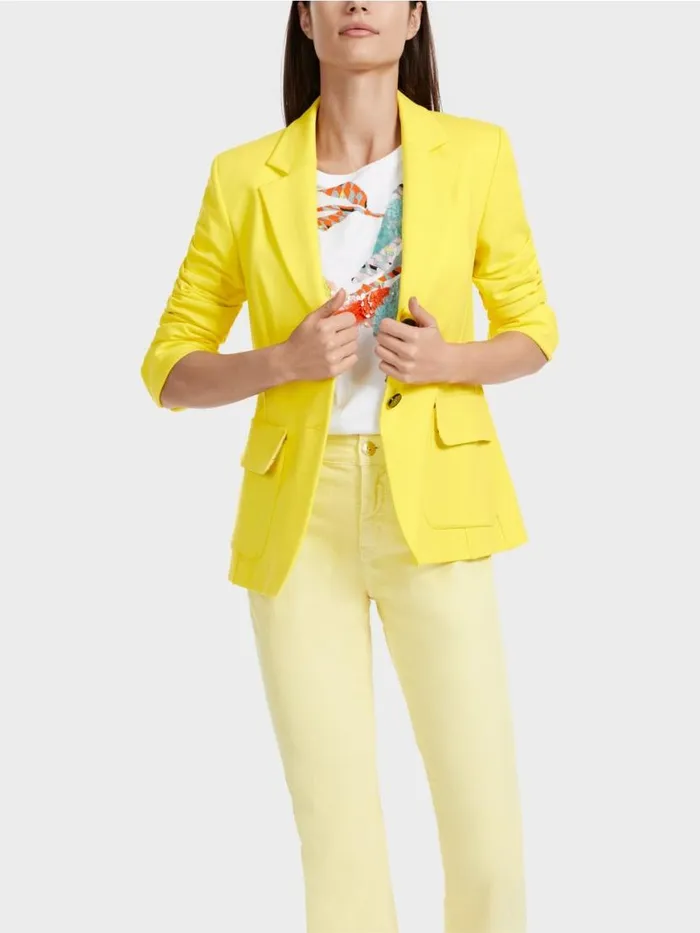 Damen Marc Cain Blazer Blazer Mit Wiener Nhten Soft Lemon