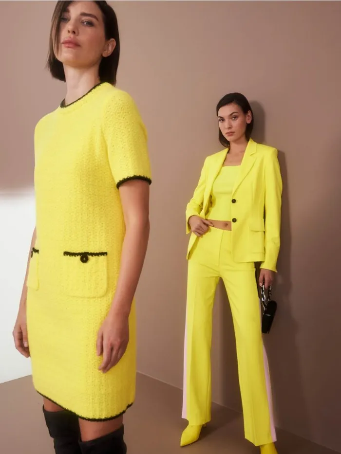 Damen Marc Cain Blazer Blazer Mit Wiener Nhten Soft Lemon