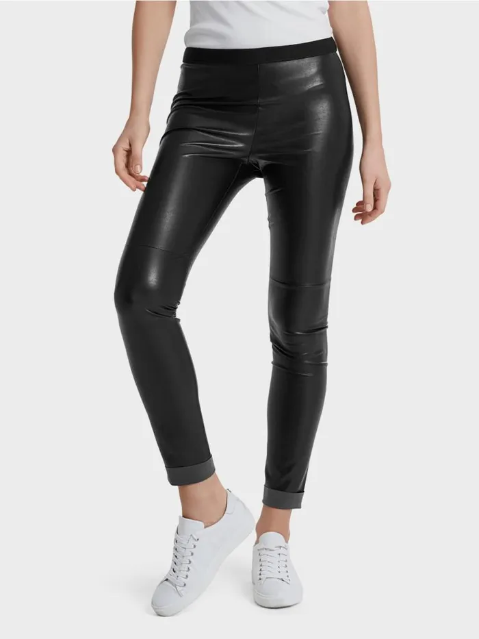 Damen Marc Cain Hosen Leggings Aus Kunstleder Black