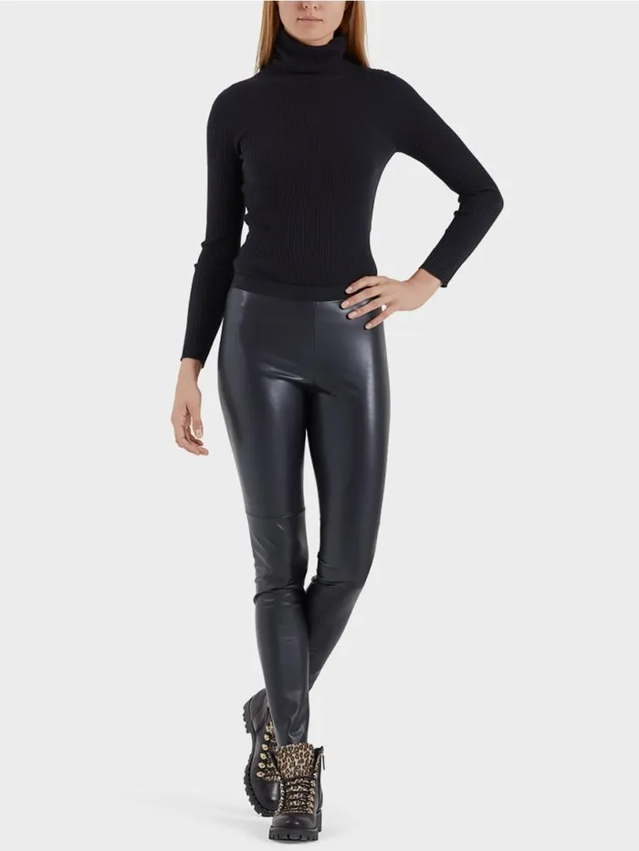 Damen Marc Cain Hosen Leggings Aus Kunstleder Midnight Blue