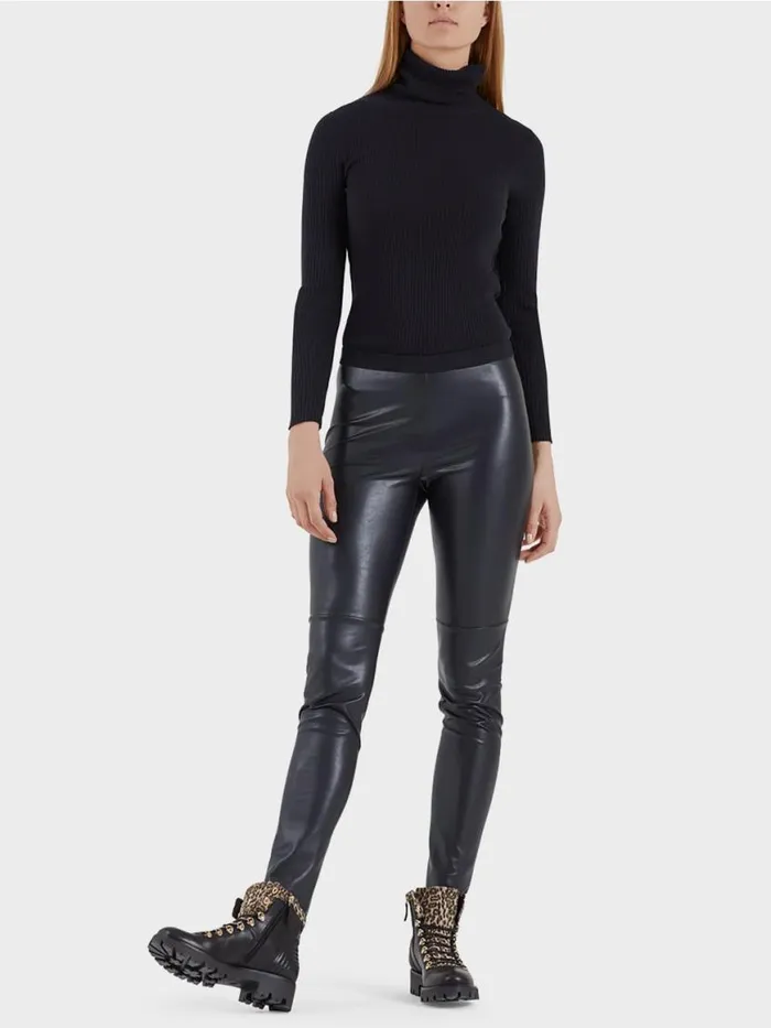 Damen Marc Cain Hosen Leggings Aus Kunstleder Midnight Blue