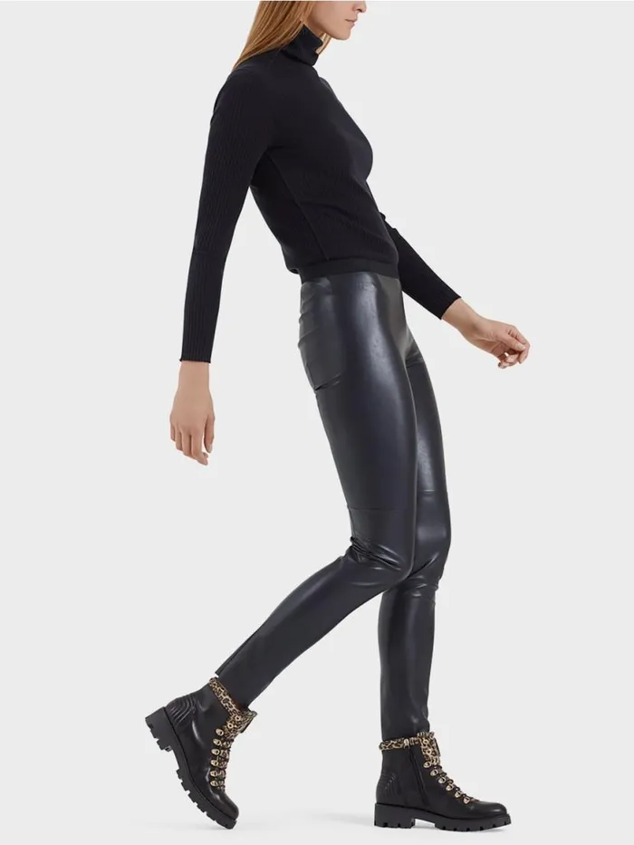 Damen Marc Cain Hosen Leggings Aus Kunstleder Midnight Blue