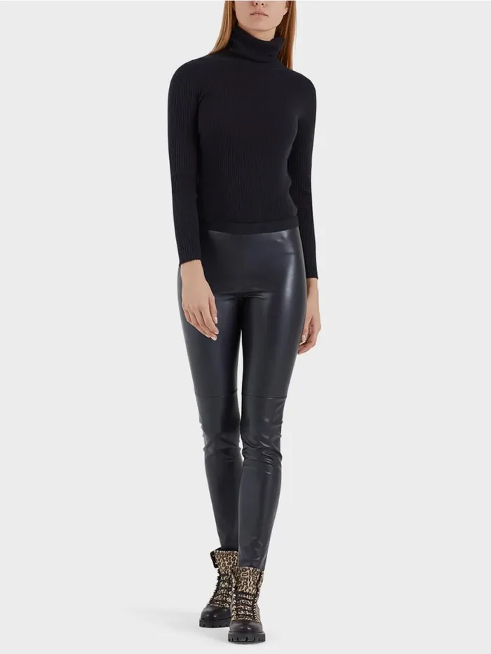 Damen Marc Cain Hosen Leggings Aus Kunstleder Midnight Blue