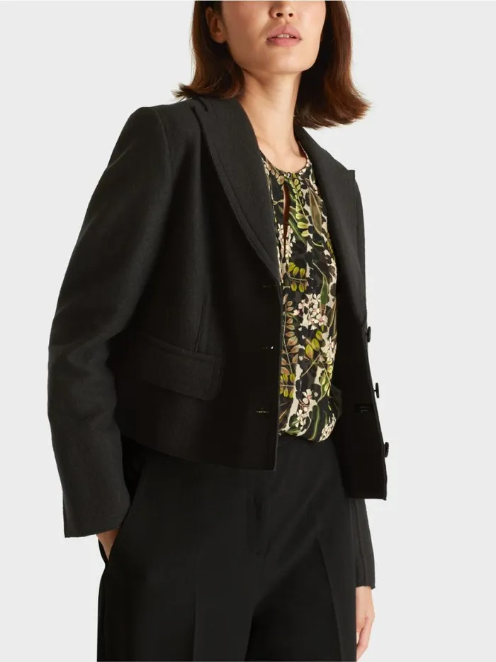 Damen Marc Cain Jacken Kurzer Gerader Blazer Knitted In Germany Black