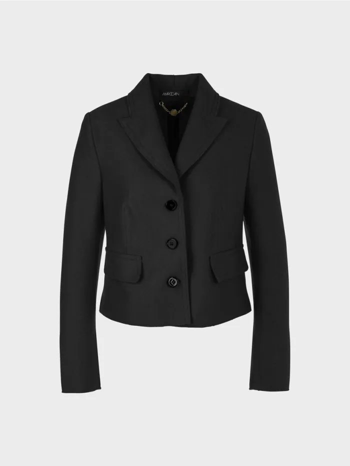 Damen Marc Cain Jacken Kurzer Gerader Blazer Knitted In Germany Black