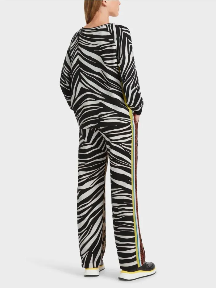 Damen Marc Cain Shirts and Tops Bluse Mit Zebra Und LeoPrint Black And White