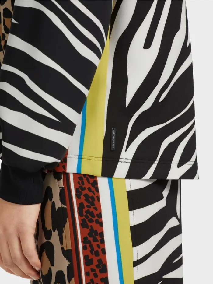 Damen Marc Cain Shirts and Tops Bluse Mit Zebra Und LeoPrint Black And White