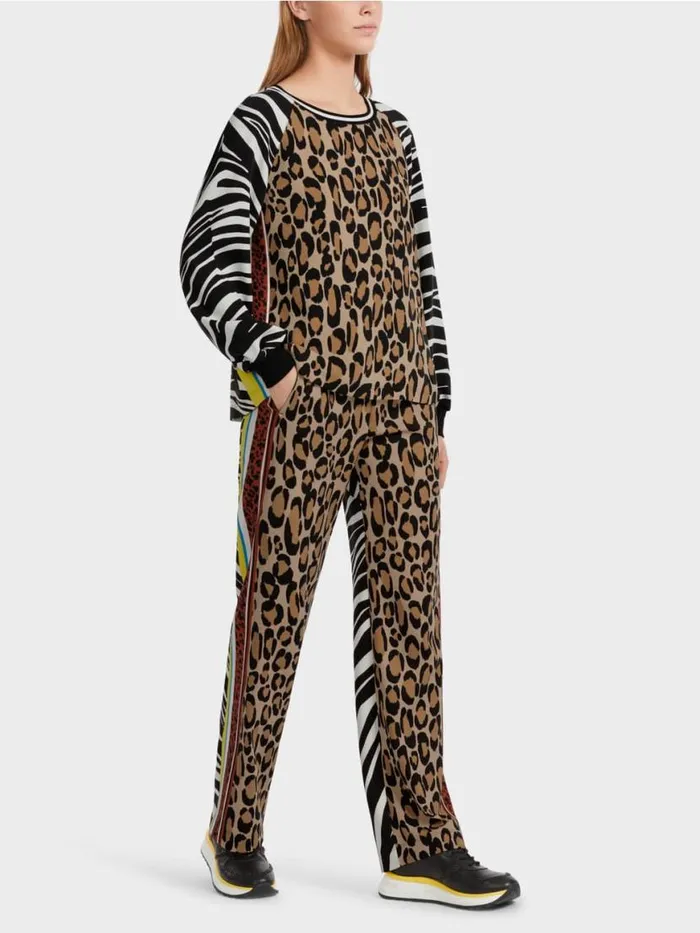 Damen Marc Cain Shirts and Tops Bluse Mit Zebra Und LeoPrint Black And White