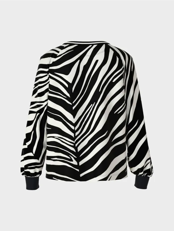 Damen Marc Cain Shirts and Tops Bluse Mit Zebra Und LeoPrint Black And White