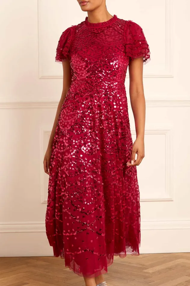 Deco Dot Ankle Gown Red Women Needle and Thread Dresses