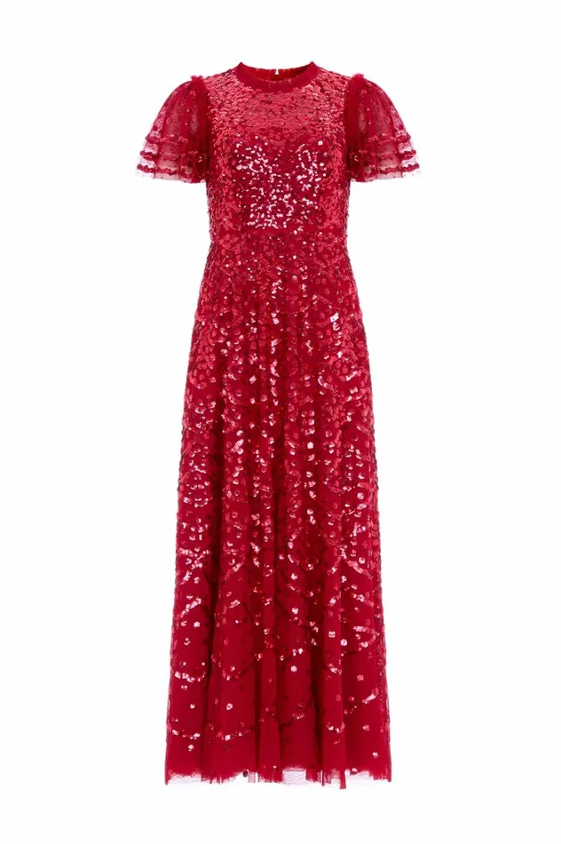 Deco Dot Ankle Gown Red Women Needle and Thread Dresses