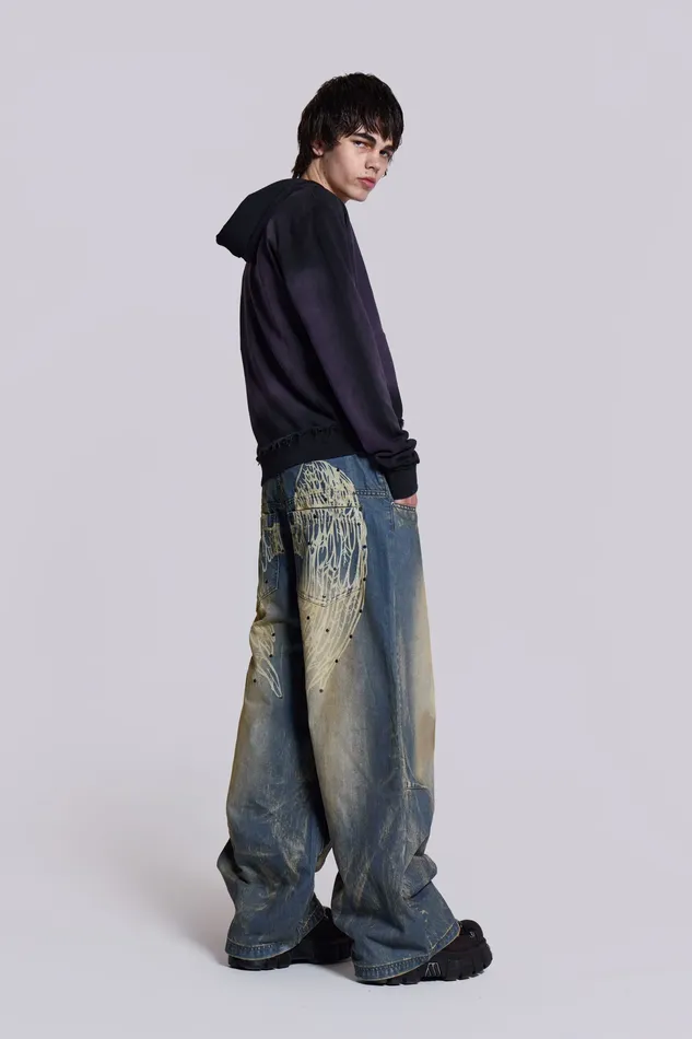 Denim Jaded London Men Shop Blue Ethereal Colossus Jeans