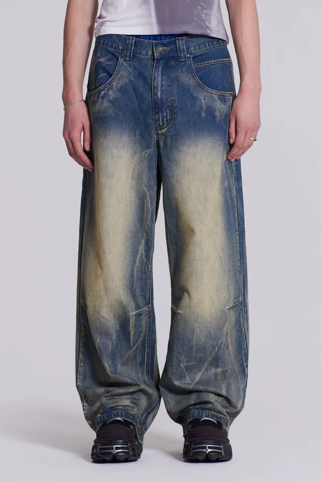 Denim Jaded London Men Shop Blue Ethereal Colossus Jeans