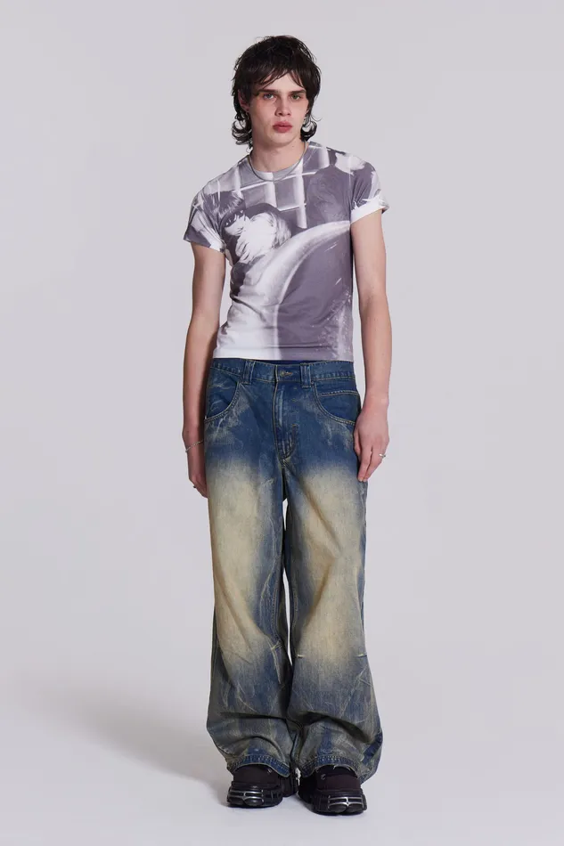 Denim Jaded London Men Shop Blue Ethereal Colossus Jeans